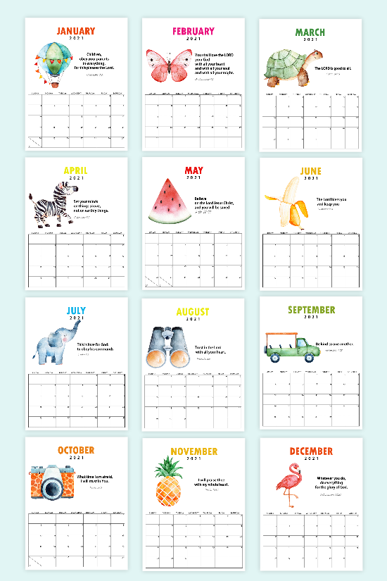 Super-Cute Bible Verse Calendar for Kids