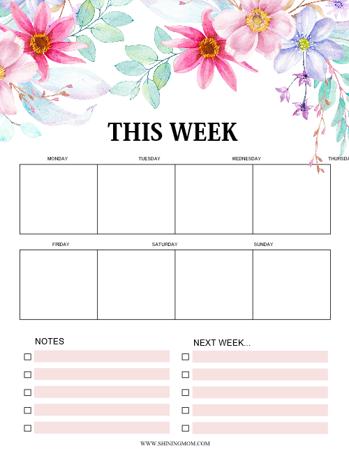 2020 Monthly Floral Calendars