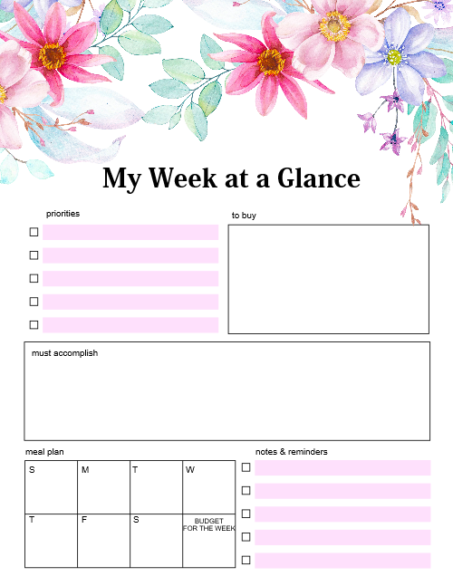 2020 Monthly Floral Calendars