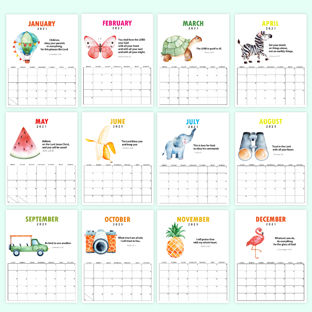 Super-Cute Bible Verse Calendar for Kids