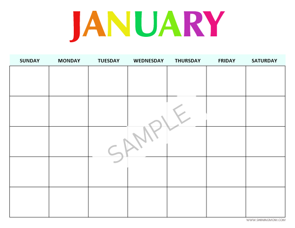 Rainbow Blank Calendar