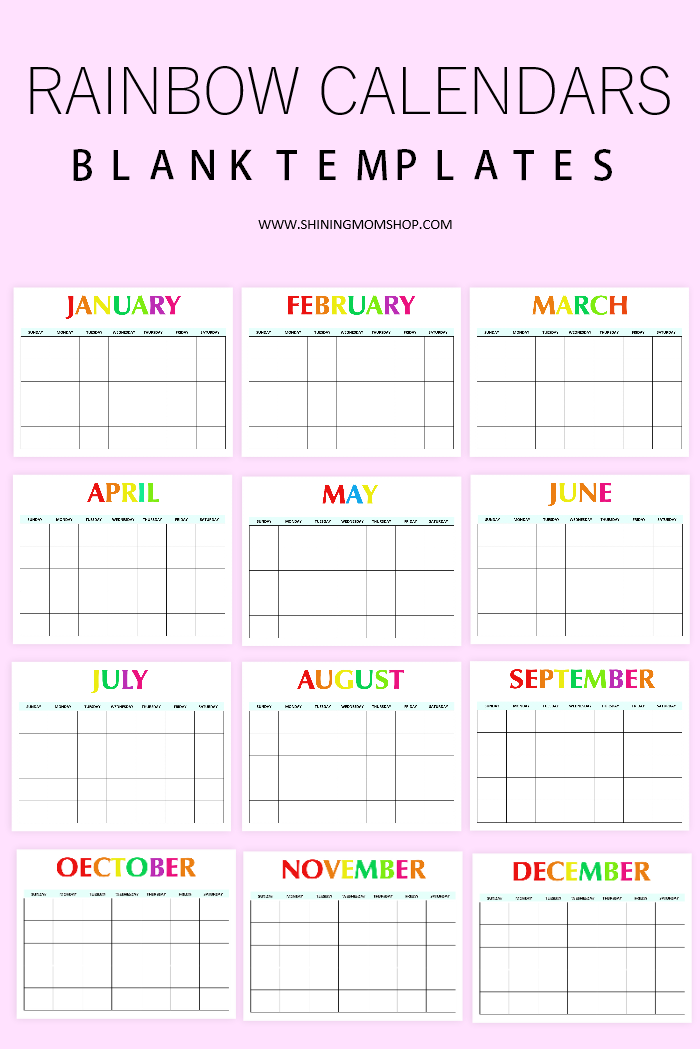 Rainbow Blank Calendar