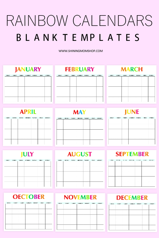 Rainbow Blank Calendar
