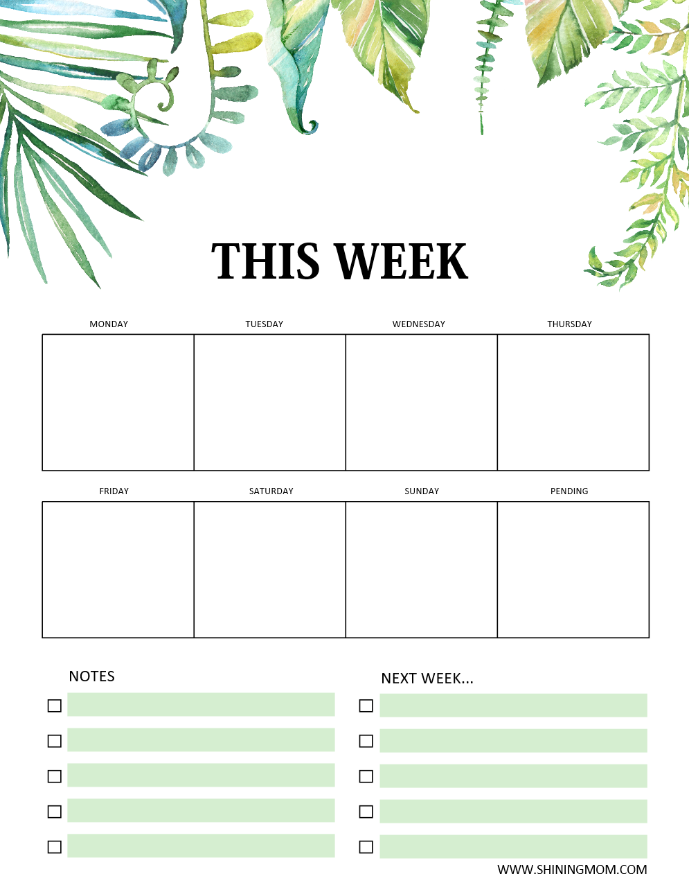 Nature-Inspired 2019 Monthly Calendars (Monday Start)