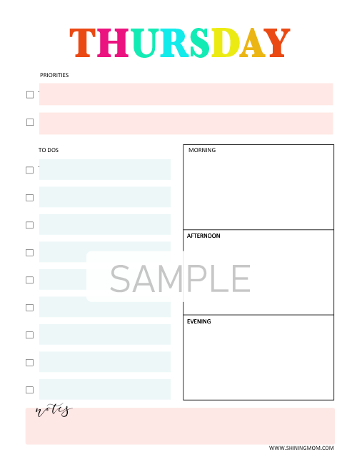 Rainbow Daily Planner