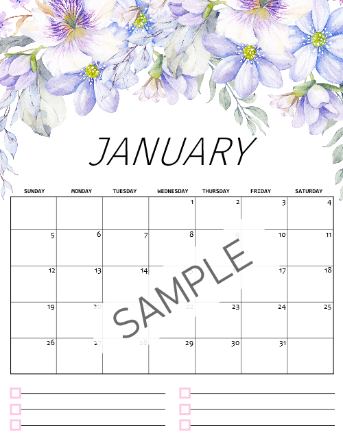 2020 Floral Calendar in Beautiful Florals!