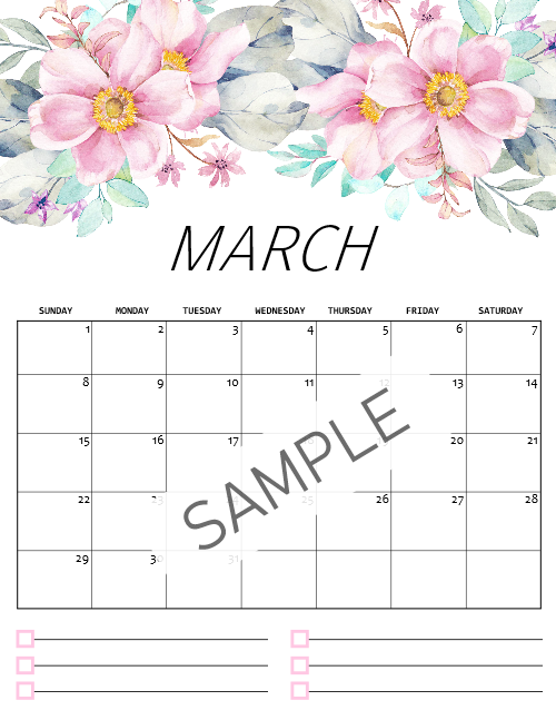 2020 Floral Calendar in Beautiful Florals!