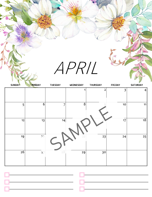 2020 Floral Calendar in Beautiful Florals!