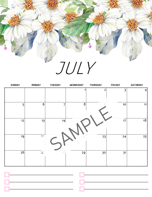 2020 Floral Calendar in Beautiful Florals!