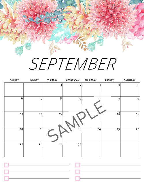 2020 Floral Calendar in Beautiful Florals!