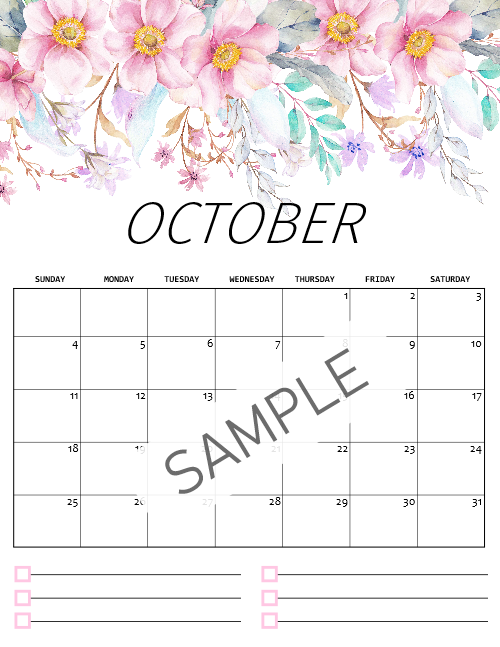 2020 Floral Calendar in Beautiful Florals!