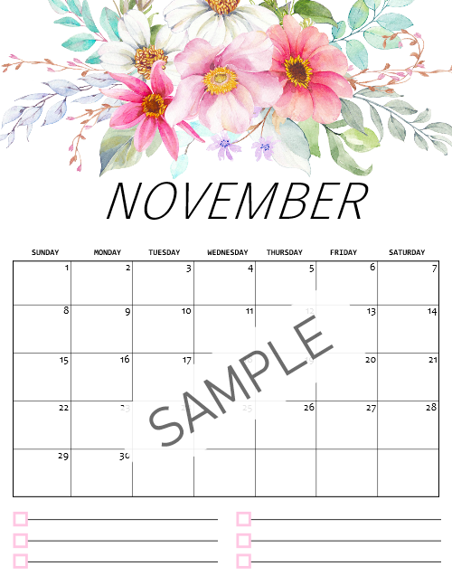 2020 Floral Calendar in Beautiful Florals!