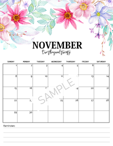 2020 Monthly Floral Calendars