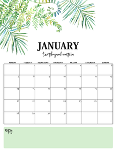 Nature-Inspired 2019 Monthly Calendars (Monday Start)
