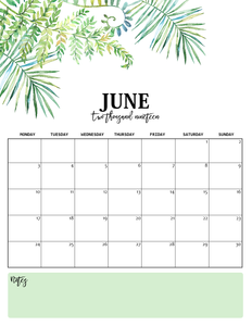 Nature-Inspired 2019 Monthly Calendars (Monday Start)