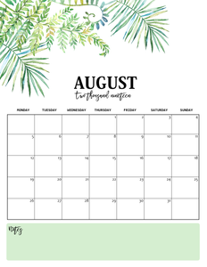 Nature-Inspired 2019 Monthly Calendars (Monday Start)