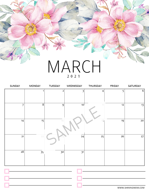 2021 Floral Calendar